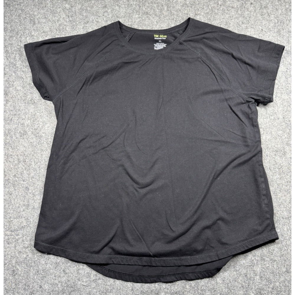 Tek Gear‎ Plus Workout Wicking Polyester V-Neck Shirt Womens XL Black